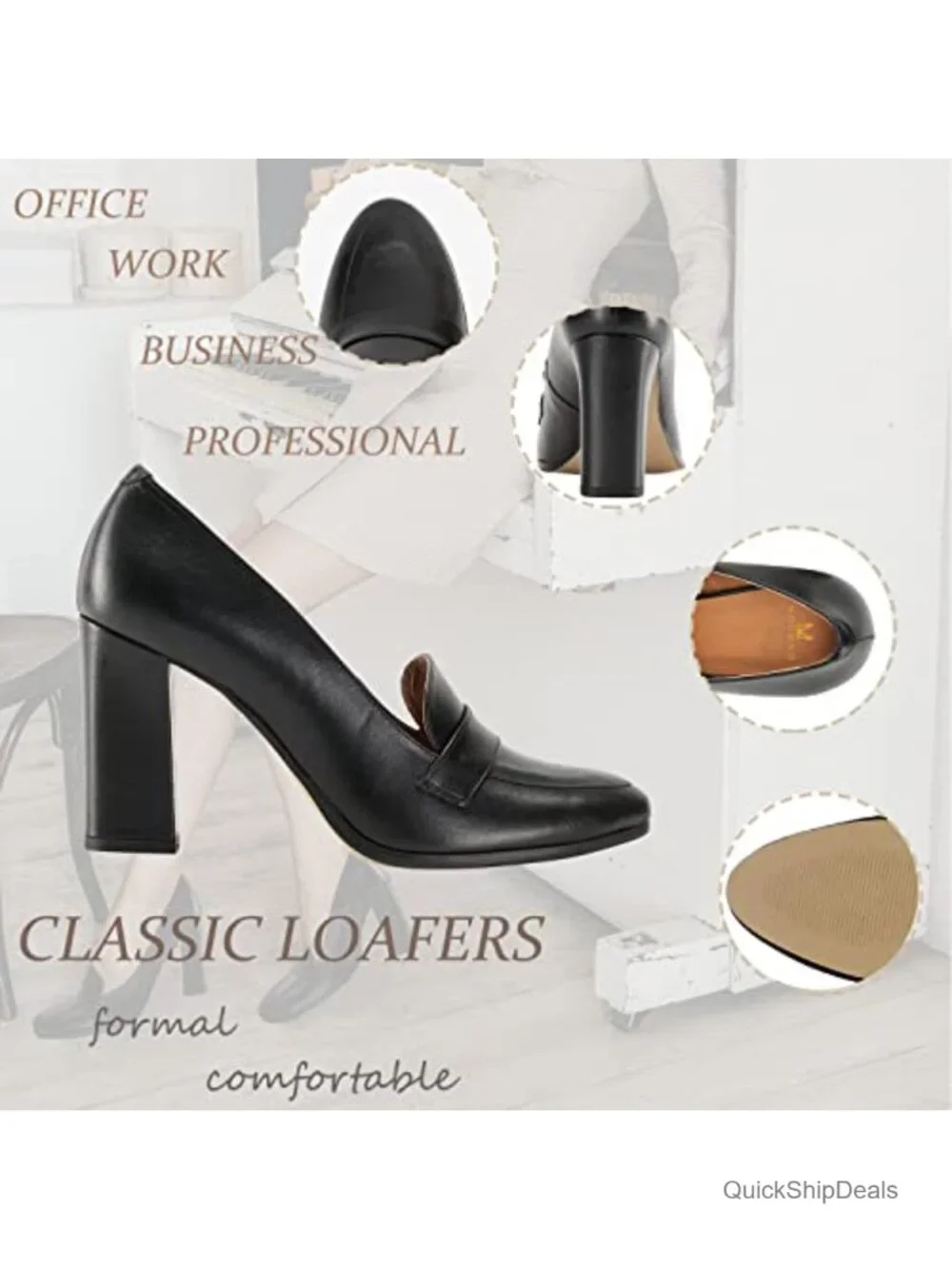 Women's Chunky Block Heel Oxford Loafers Pumps Suede Slip On Office Shoes